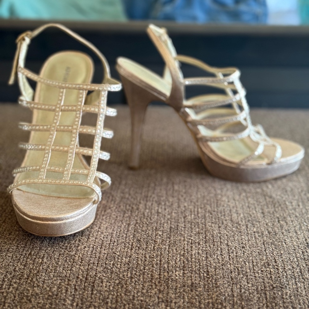 Elegant Gold Strappy Heels